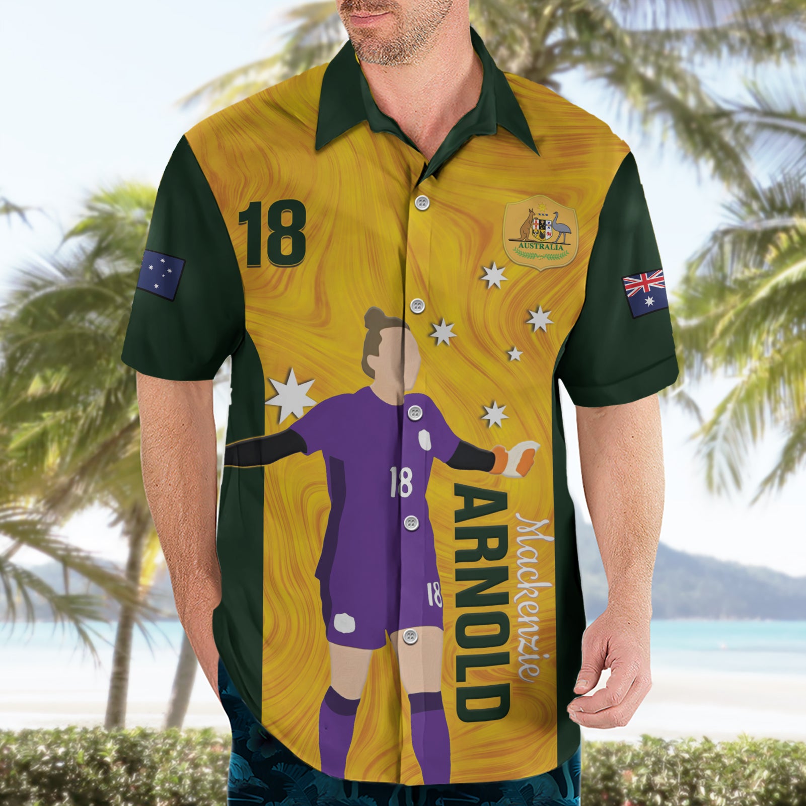 Australia Soccer Hawaiian Shirt Arnold Matildas Gold Version