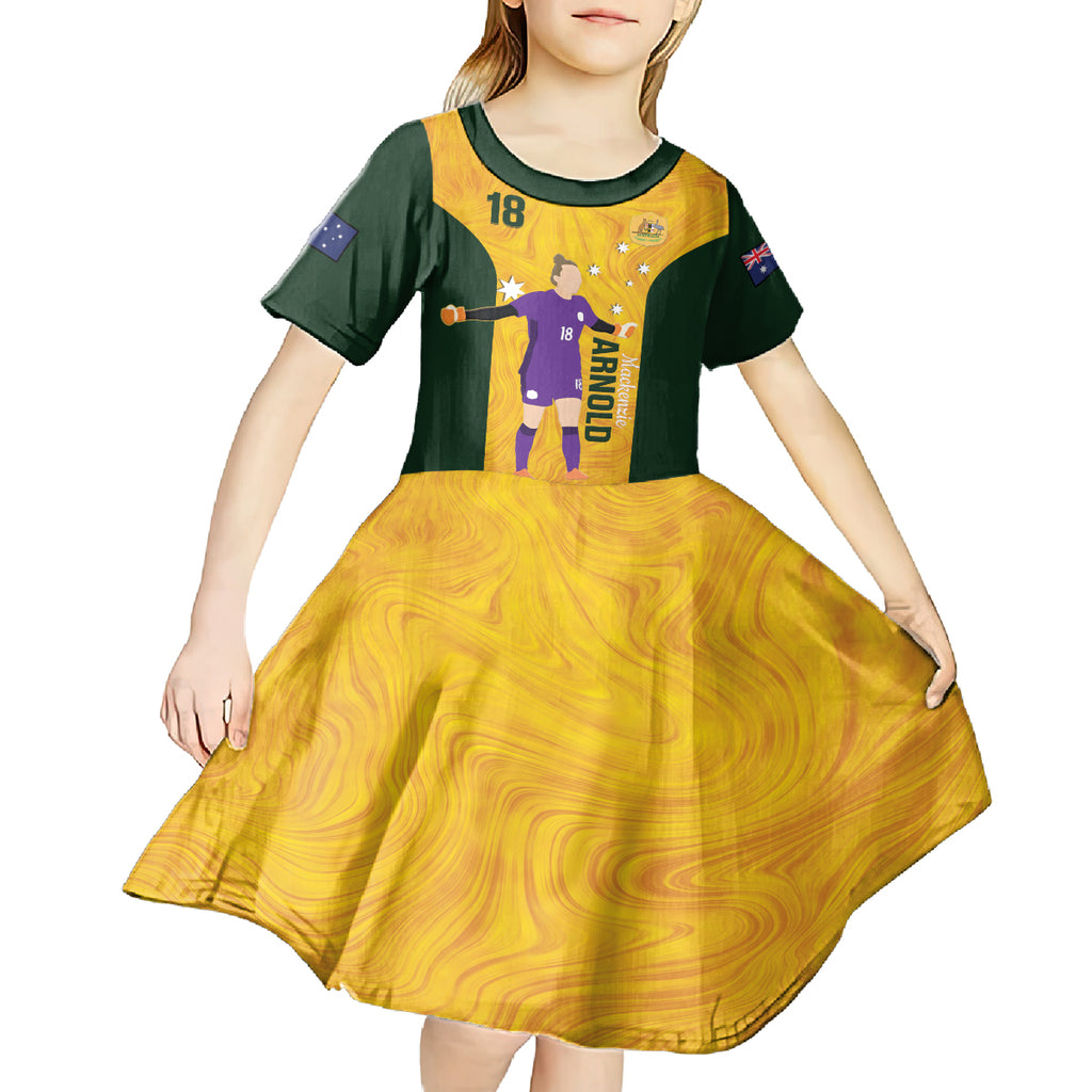 Australia Soccer Kid Short Sleeve Dress Arnold Matildas Gold Version