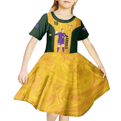Australia Soccer Kid Short Sleeve Dress Arnold Matildas Gold Version