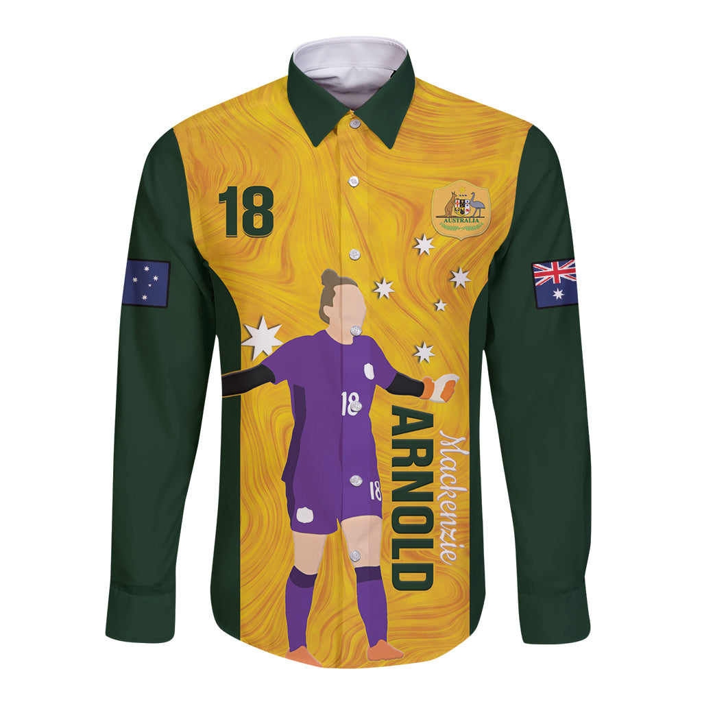 Australia Soccer Long Sleeve Button Shirt Arnold Matildas Gold Version