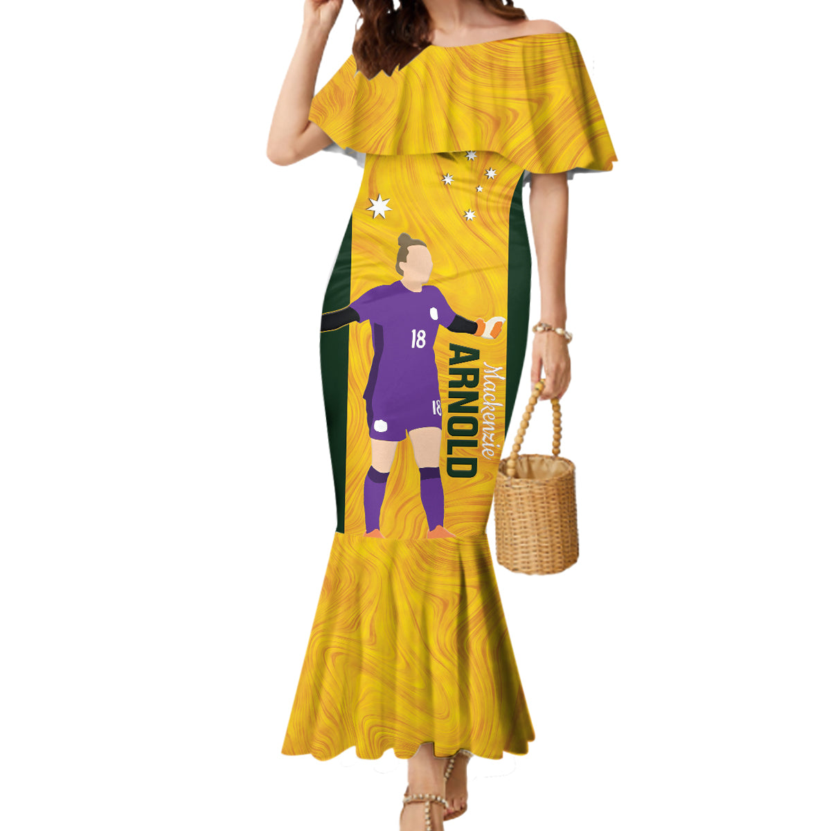 Australia Soccer Mermaid Dress Arnold Matildas Gold Version