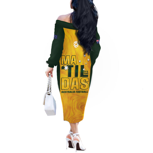 Australia Soccer Off The Shoulder Long Sleeve Dress Arnold Matildas Gold Version