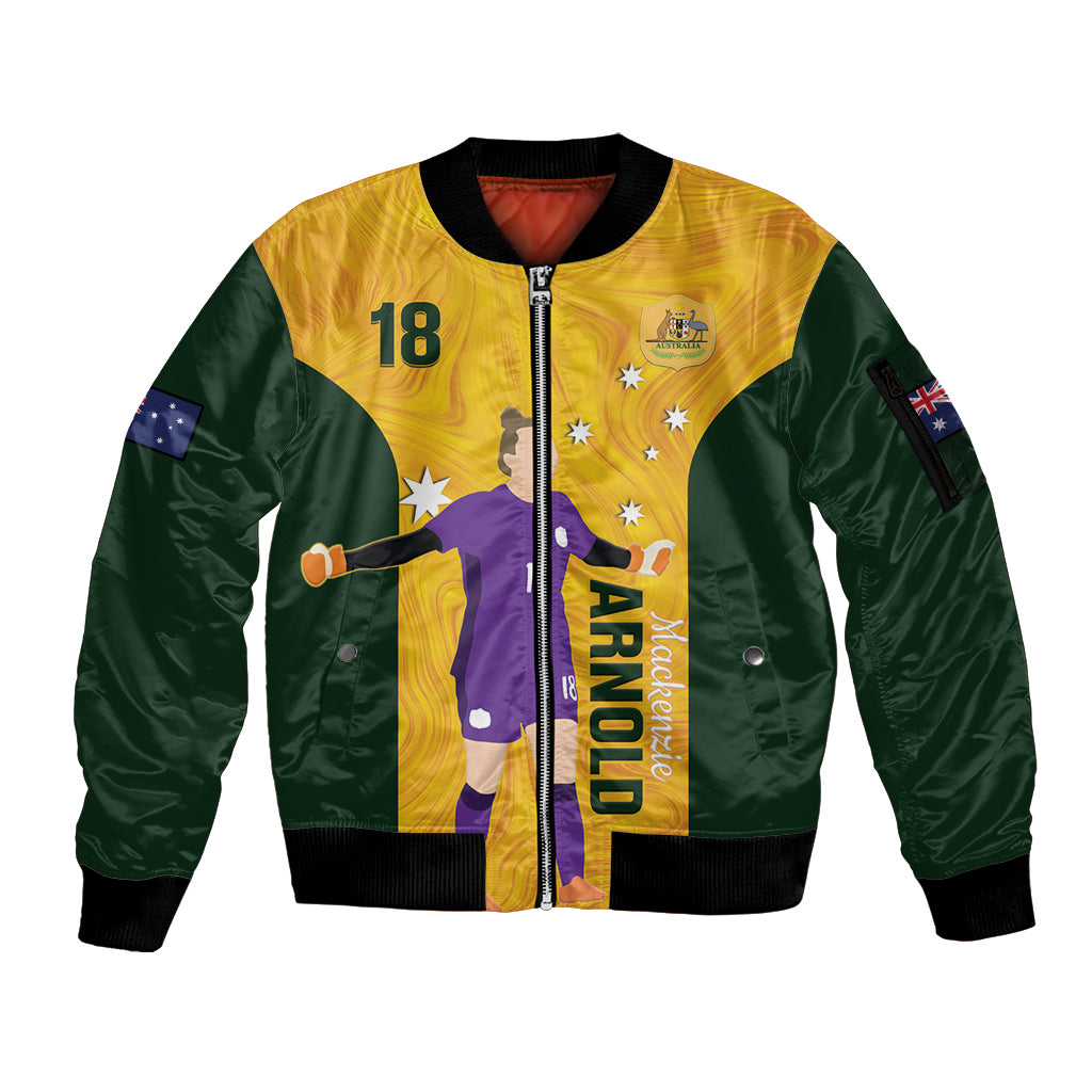 Australia Soccer Sleeve Zip Bomber Jacket Arnold Matildas Gold Version