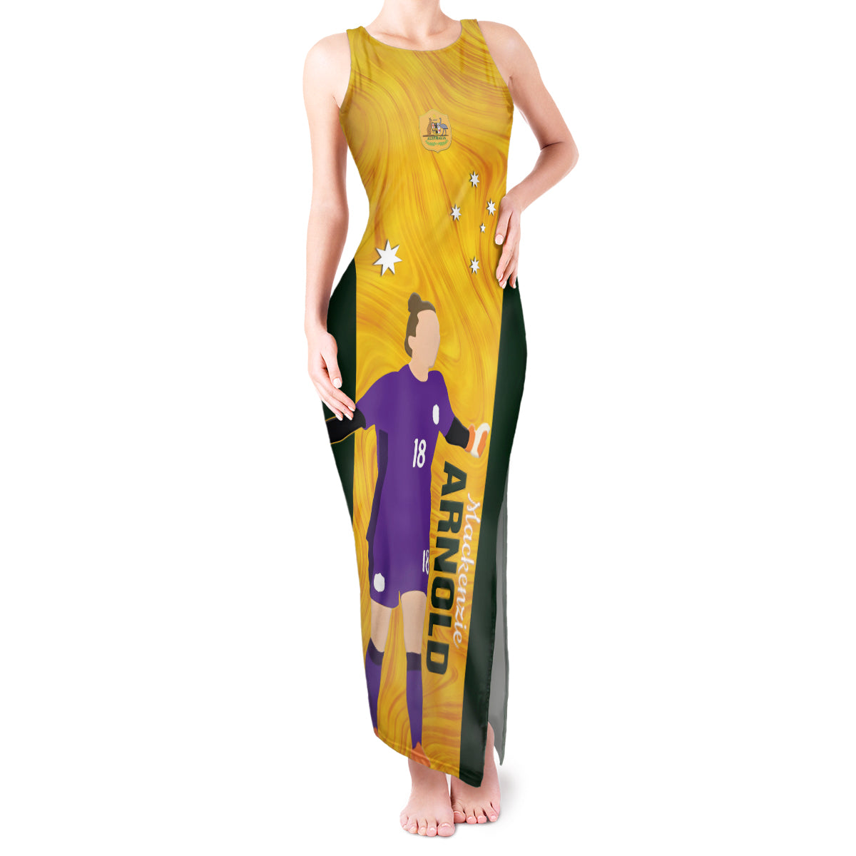 Australia Soccer Tank Maxi Dress Arnold Matildas Gold Version