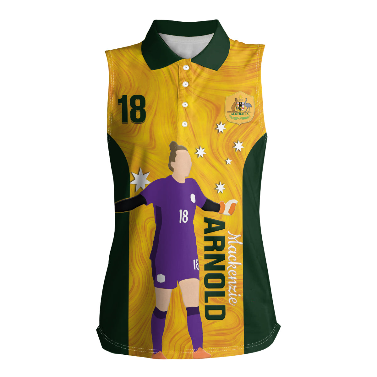 Australia Soccer Women Sleeveless Polo Shirt Arnold Matildas Gold Version