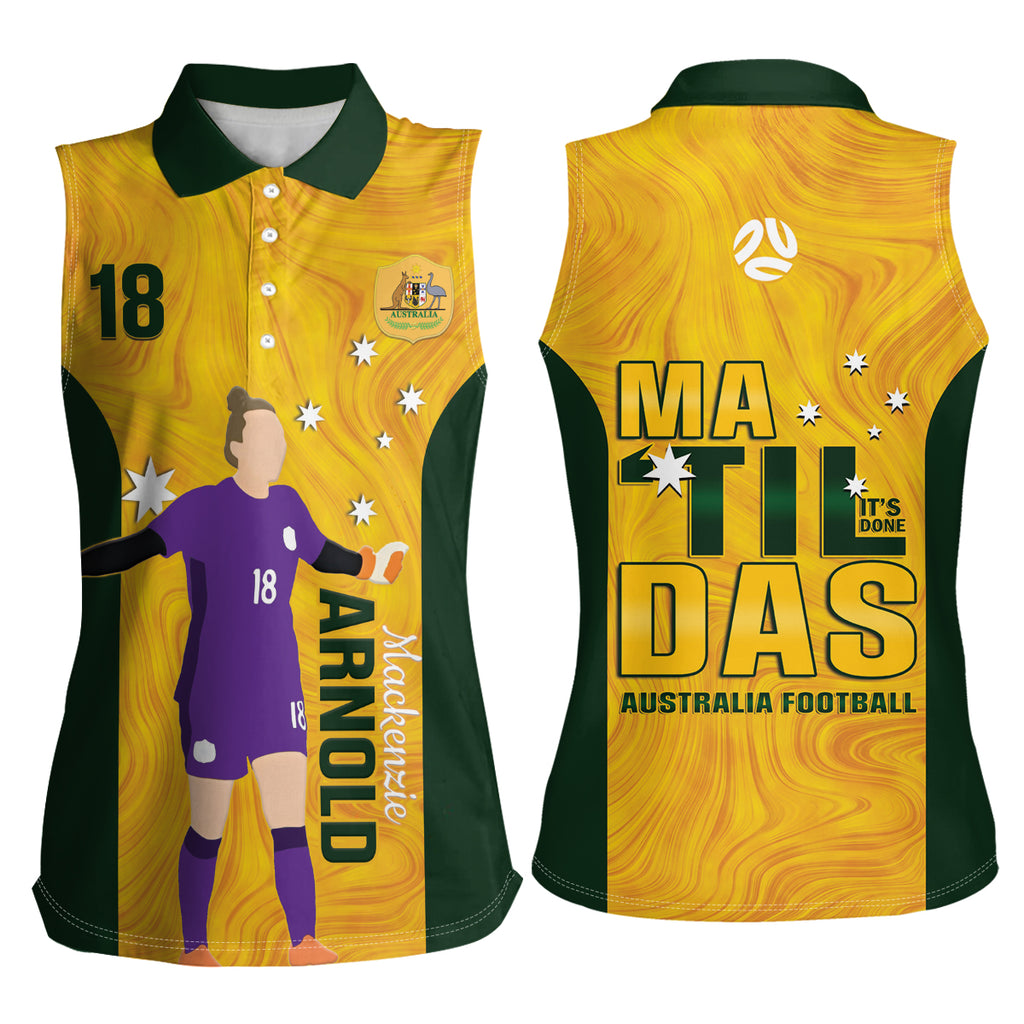 Australia Soccer Women Sleeveless Polo Shirt Arnold Matildas Gold Version