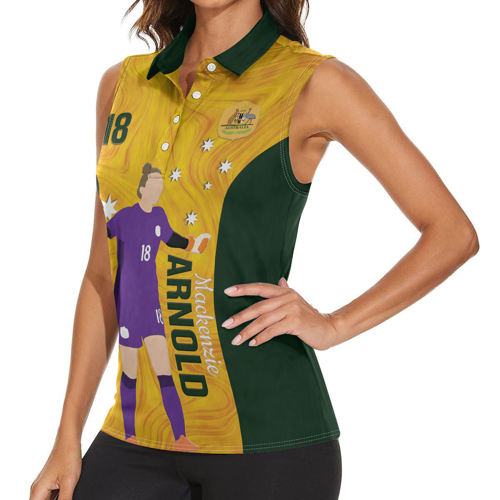 Australia Soccer Women Sleeveless Polo Shirt Arnold Matildas Gold Version