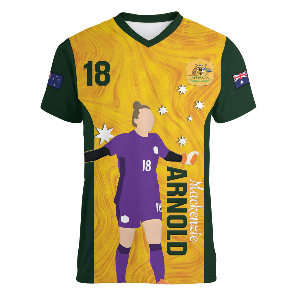 Australia Soccer Women V-Neck T-Shirt Arnold Matildas Gold Version