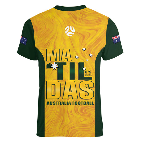 Australia Soccer Women V-Neck T-Shirt Arnold Matildas Gold Version