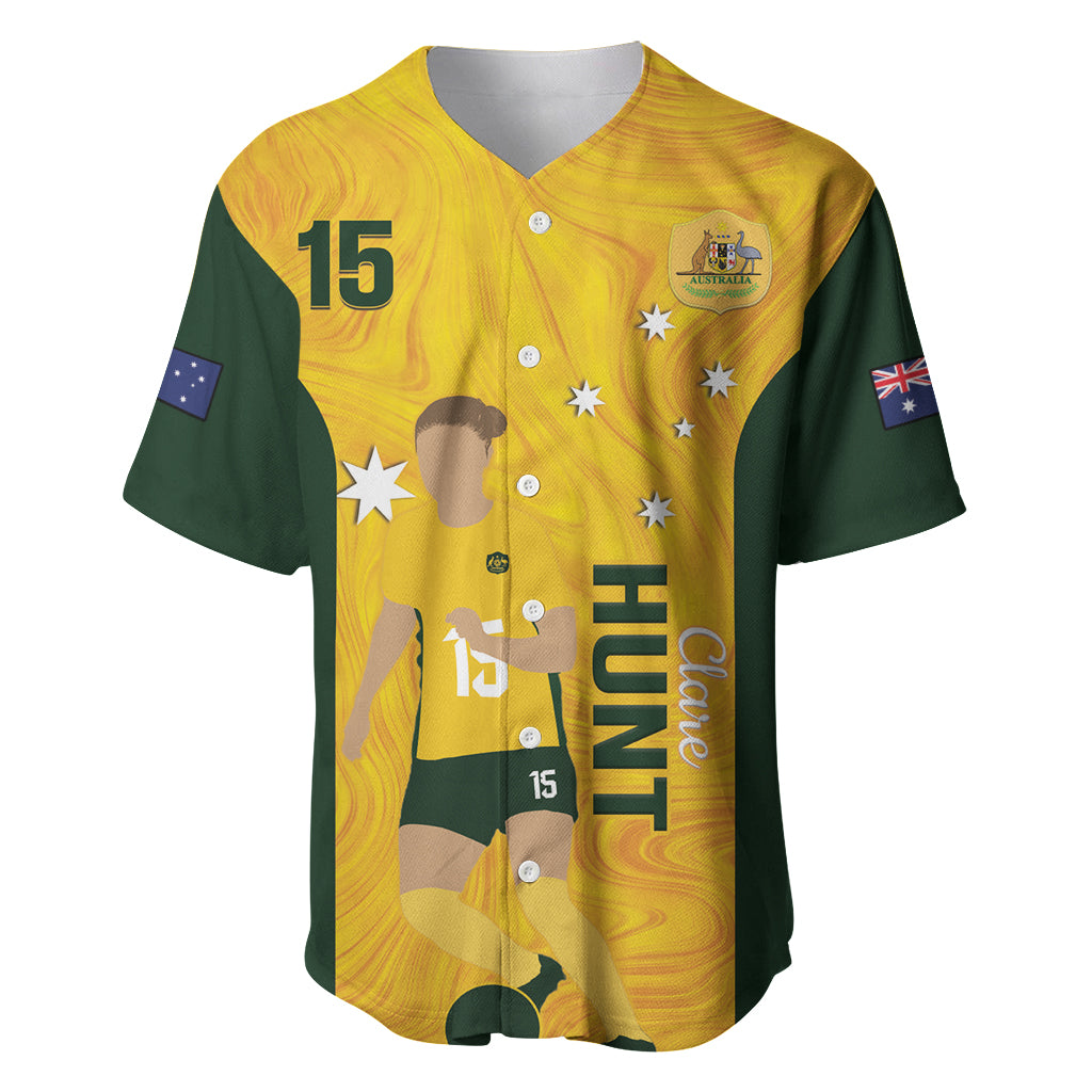 Australia Soccer Baseball Jersey Clare Hunt Matildas Gold Version