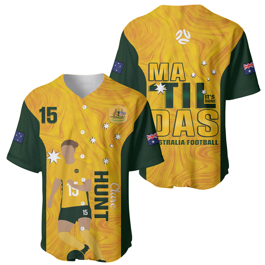 Australia Soccer Baseball Jersey Clare Hunt Matildas Gold Version