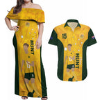 Australia Soccer Couples Matching Off Shoulder Maxi Dress and Hawaiian Shirt Clare Hunt Matildas Gold Version