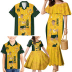 Australia Soccer Family Matching Mermaid Dress and Hawaiian Shirt Clare Hunt Matildas Gold Version