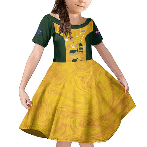 Australia Soccer Family Matching Mermaid Dress and Hawaiian Shirt Clare Hunt Matildas Gold Version