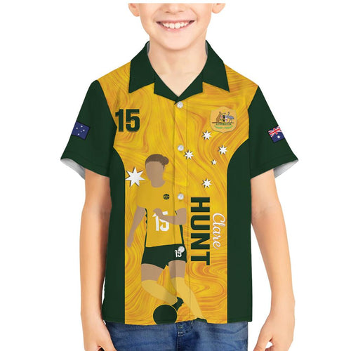 Australia Soccer Family Matching Mermaid Dress and Hawaiian Shirt Clare Hunt Matildas Gold Version