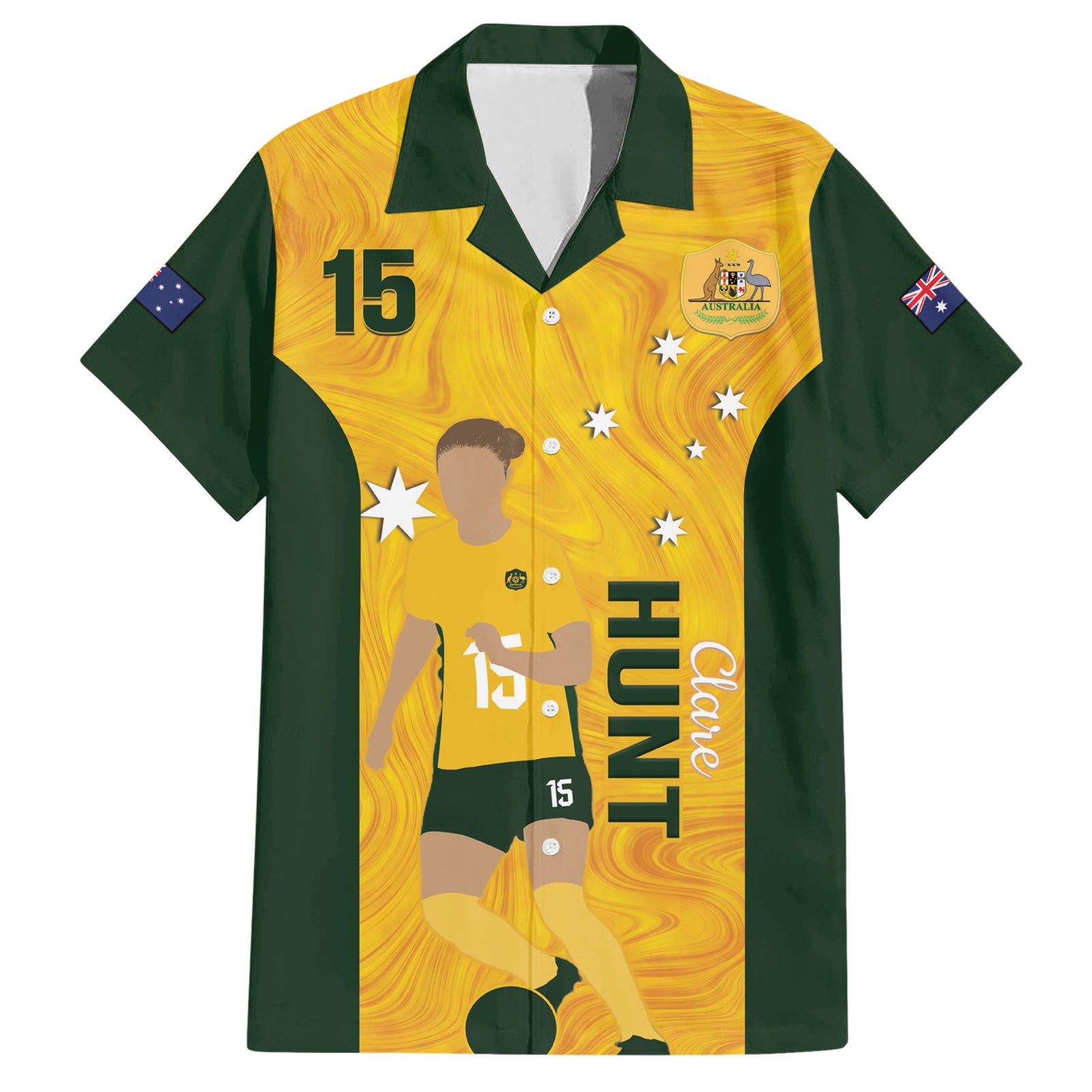 Australia Soccer Hawaiian Shirt Clare Hunt Matildas Gold Version