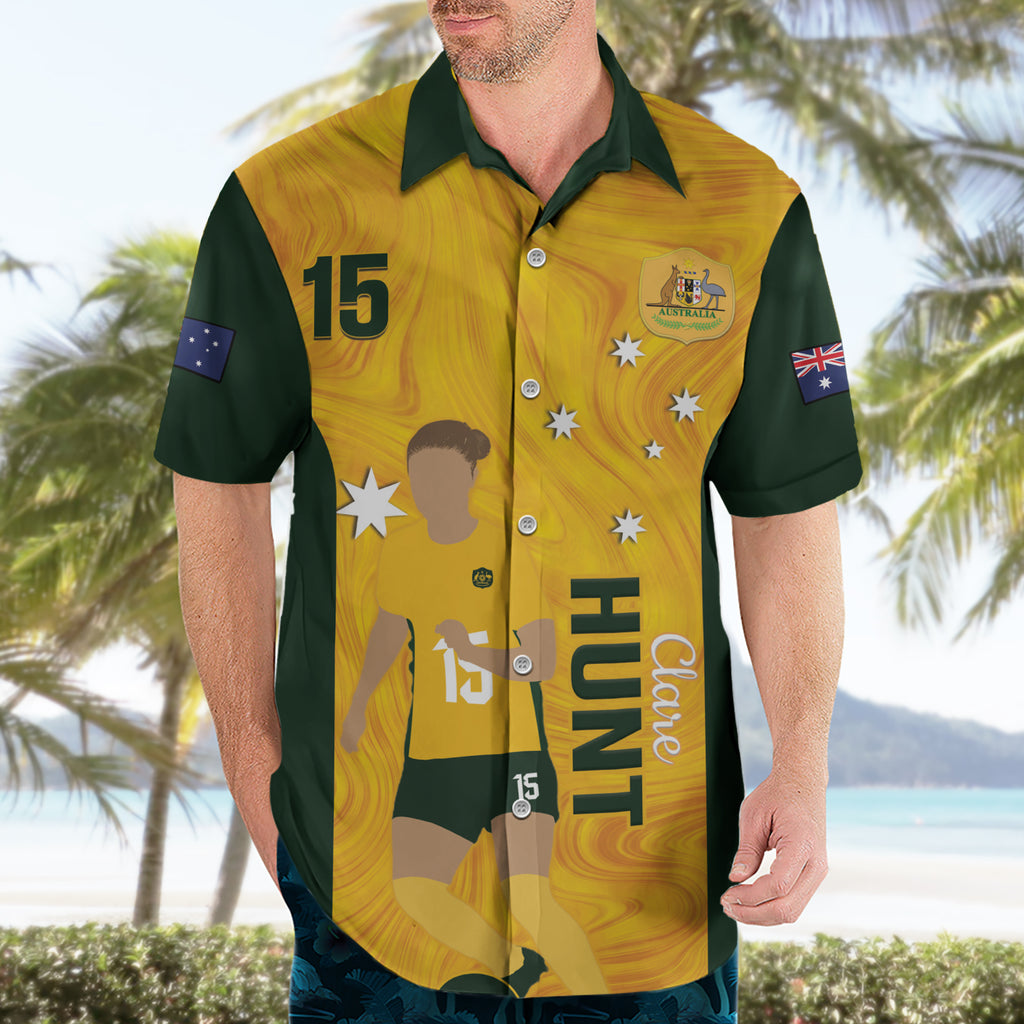 Australia Soccer Hawaiian Shirt Clare Hunt Matildas Gold Version