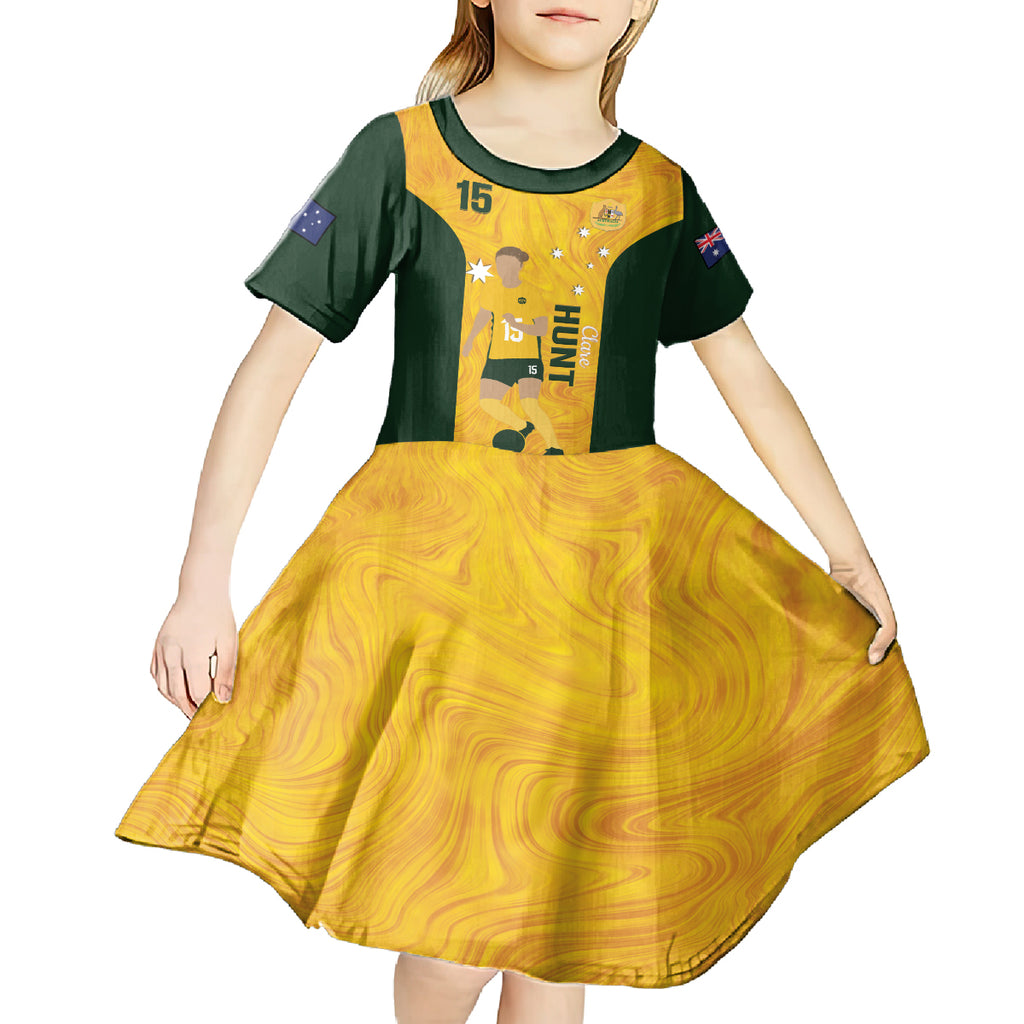 Australia Soccer Kid Short Sleeve Dress Clare Hunt Matildas Gold Version