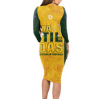 Australia Soccer Long Sleeve Bodycon Dress Clare Hunt Matildas Gold Version