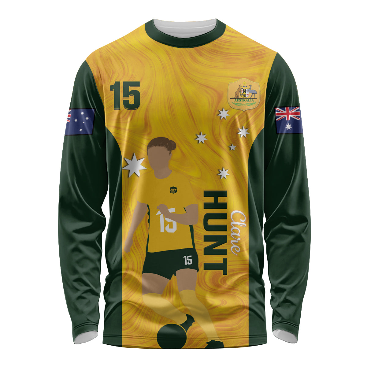 Australia Soccer Long Sleeve Shirt Clare Hunt Matildas Gold Version