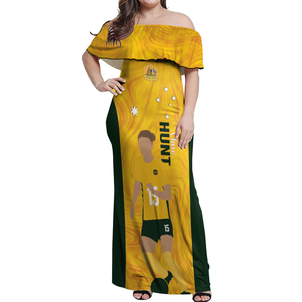 Australia Soccer Off Shoulder Maxi Dress Clare Hunt Matildas Gold Version