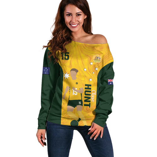 Australia Soccer Off Shoulder Sweater Clare Hunt Matildas Gold Version