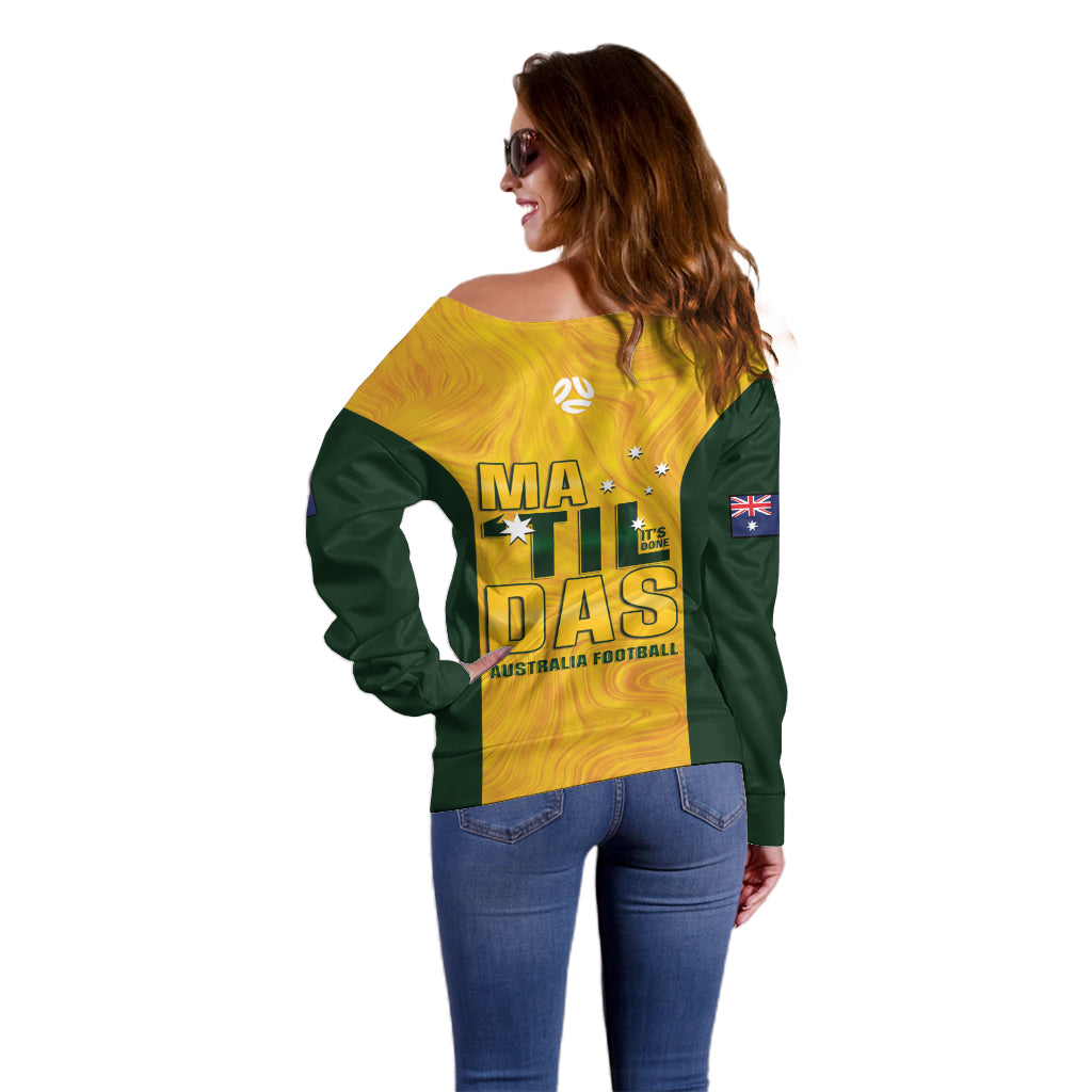 Australia Soccer Off Shoulder Sweater Clare Hunt Matildas Gold Version