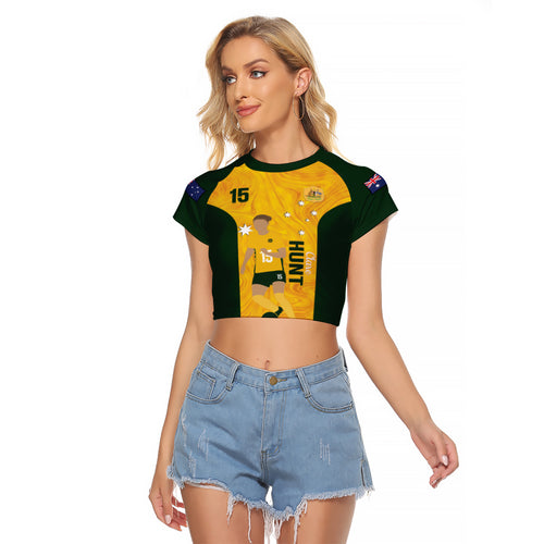 Australia Soccer Raglan Cropped T Shirt Clare Hunt Matildas Gold Version