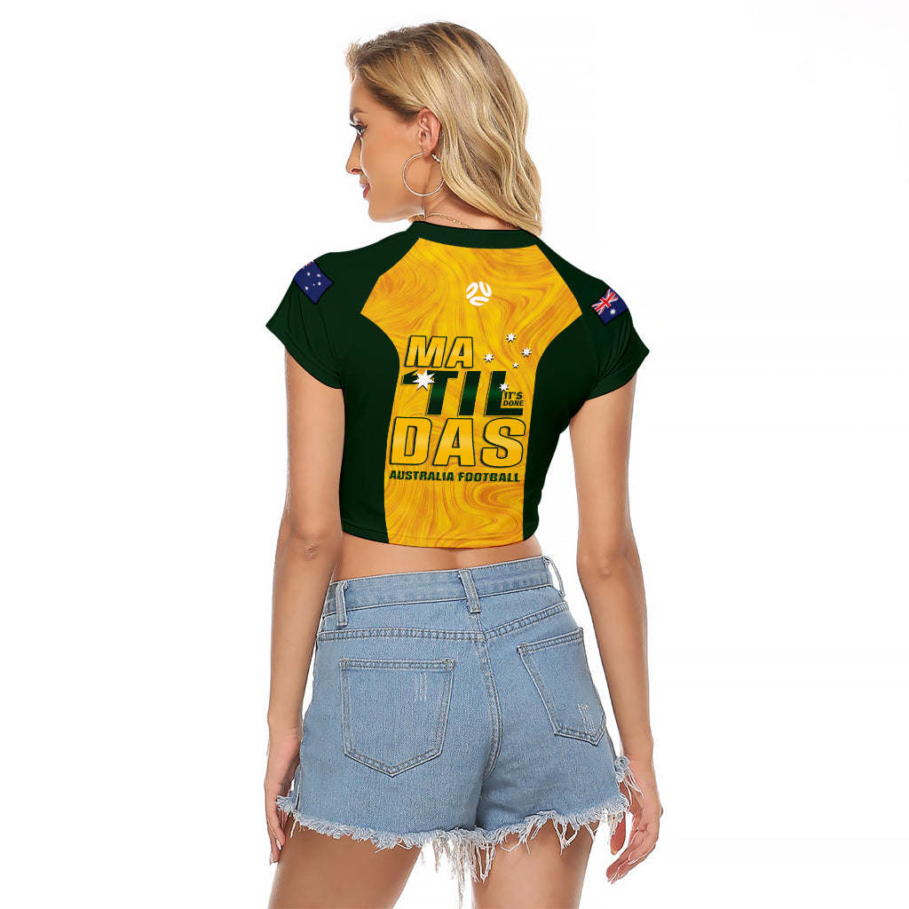 Australia Soccer Raglan Cropped T Shirt Clare Hunt Matildas Gold Version