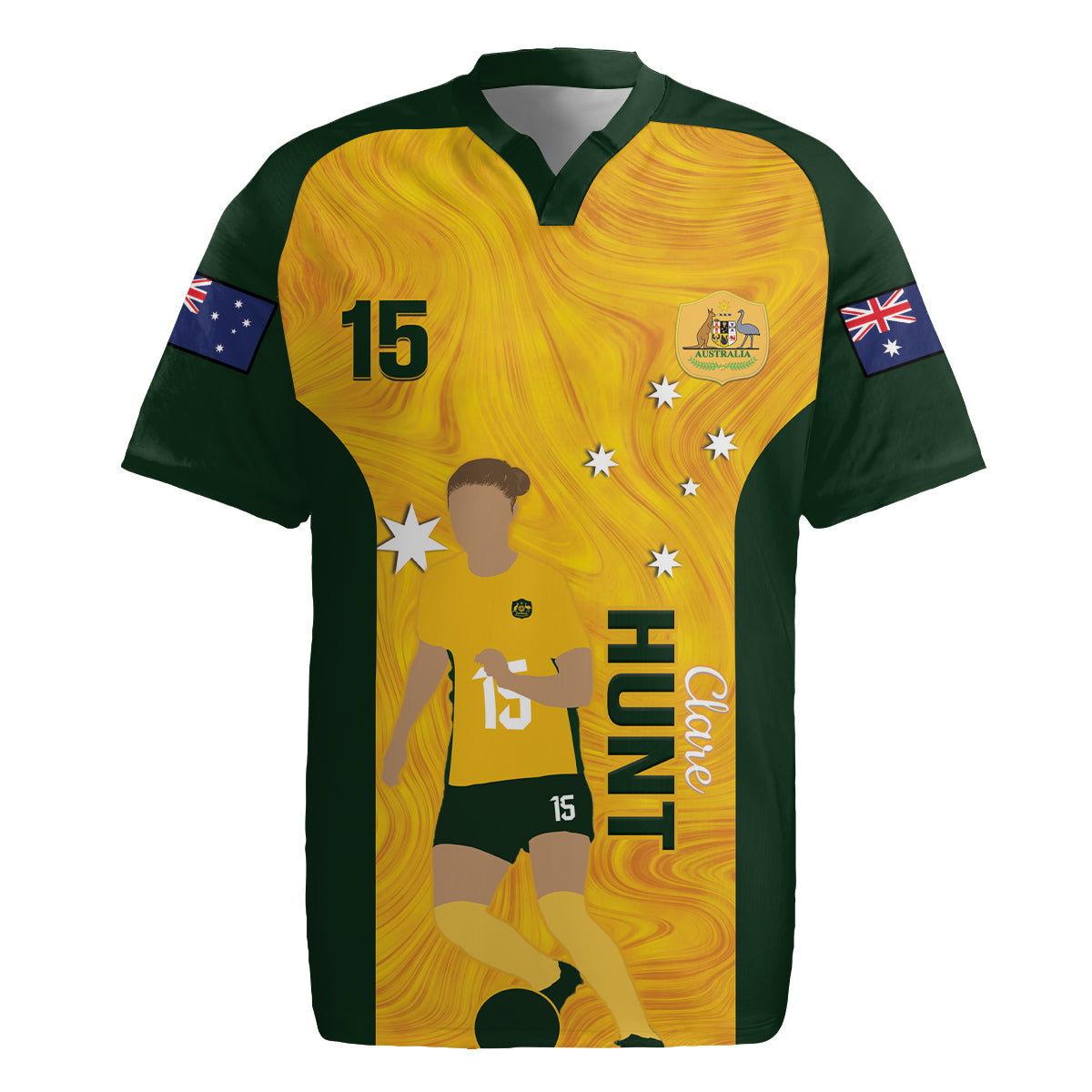 Australia Soccer Rugby Jersey Clare Hunt Matildas Gold Version