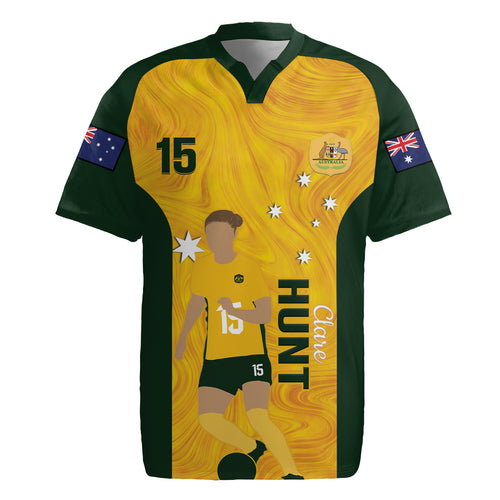 Australia Soccer Rugby Jersey Clare Hunt Matildas Gold Version