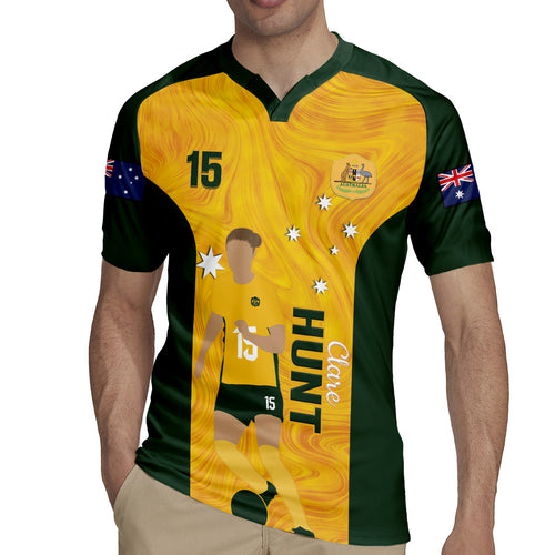 Australia Soccer Rugby Jersey Clare Hunt Matildas Gold Version