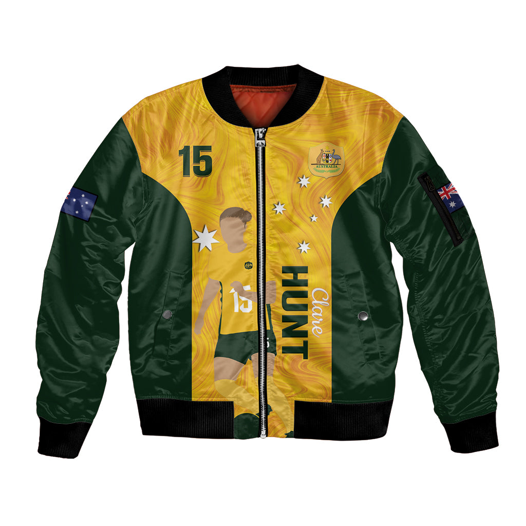 Australia Soccer Sleeve Zip Bomber Jacket Clare Hunt Matildas Gold Version