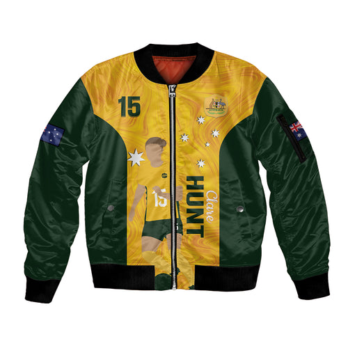 Australia Soccer Sleeve Zip Bomber Jacket Clare Hunt Matildas Gold Version