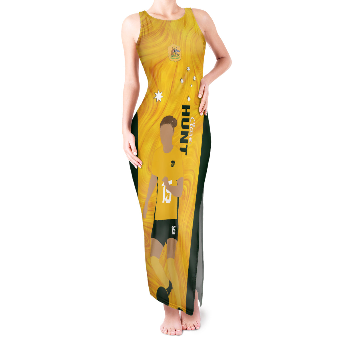 Australia Soccer Tank Maxi Dress Clare Hunt Matildas Gold Version
