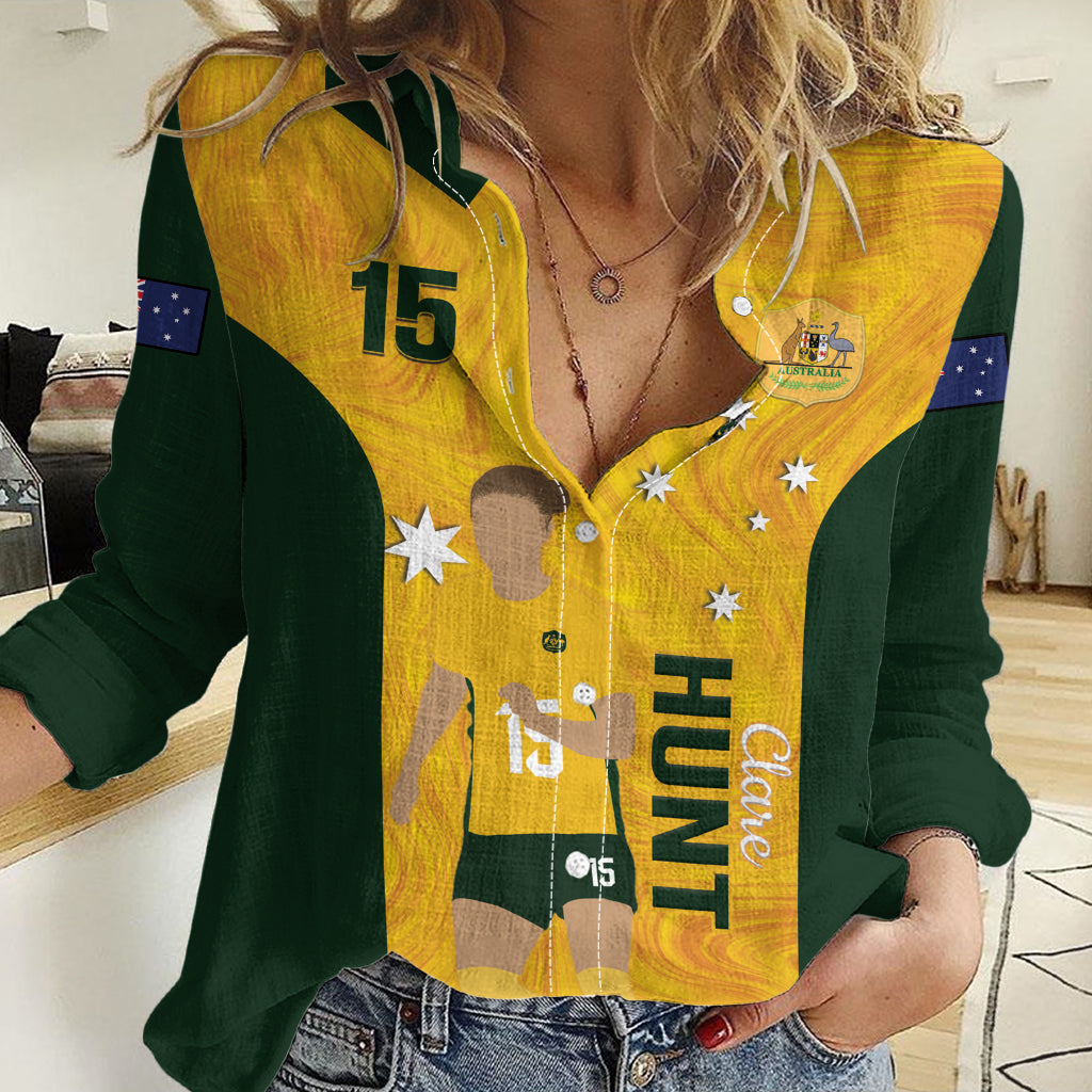 Australia Soccer Women Casual Shirt Clare Hunt Matildas Gold Version