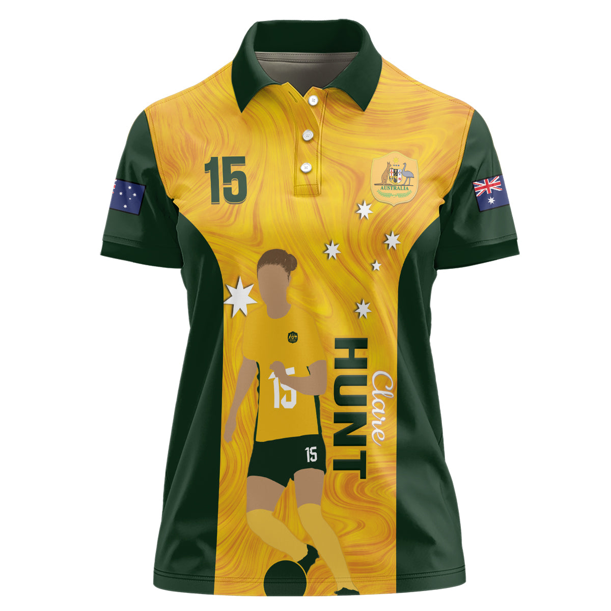 Australia Soccer Women Polo Shirt Clare Hunt Matildas Gold Version