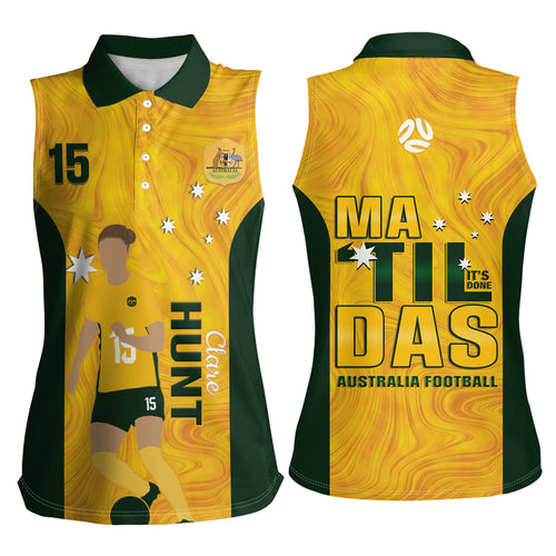 Australia Soccer Women Sleeveless Polo Shirt Clare Hunt Matildas Gold Version
