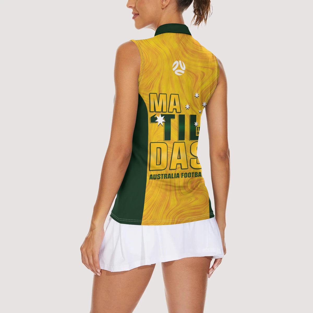 Australia Soccer Women Sleeveless Polo Shirt Clare Hunt Matildas Gold Version