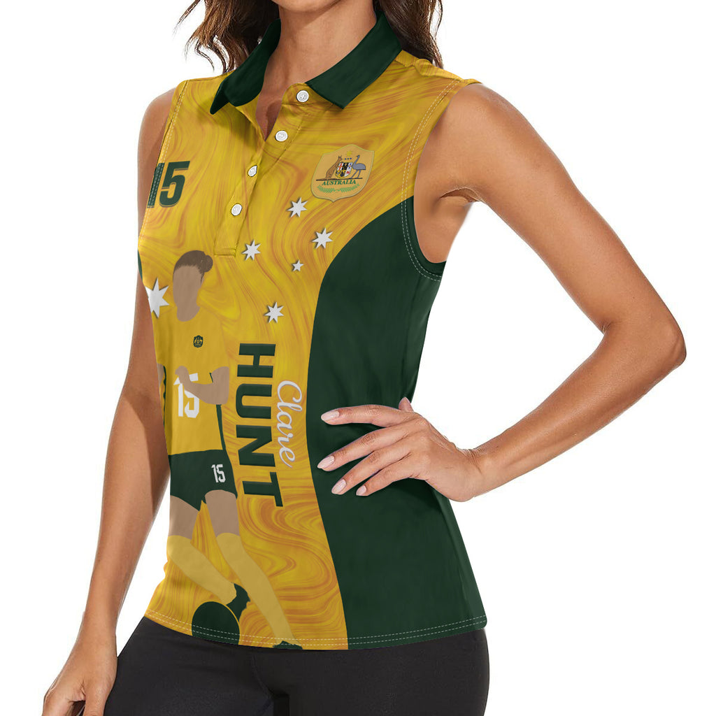 Australia Soccer Women Sleeveless Polo Shirt Clare Hunt Matildas Gold Version