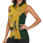 Australia Soccer Women Sleeveless Polo Shirt Clare Hunt Matildas Gold Version