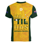 Australia Soccer Women V-Neck T-Shirt Clare Hunt Matildas Gold Version