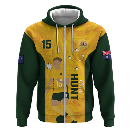 Australia Soccer Zip Hoodie Clare Hunt Matildas Gold Version
