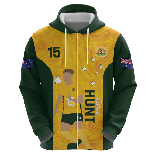 Australia Soccer Zip Hoodie Clare Hunt Matildas Gold Version