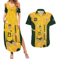 Australia Soccer Couples Matching Summer Maxi Dress and Hawaiian Shirt Cooney Cross Matildas Gold Version