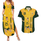 Australia Soccer Couples Matching Summer Maxi Dress and Hawaiian Shirt Cooney Cross Matildas Gold Version