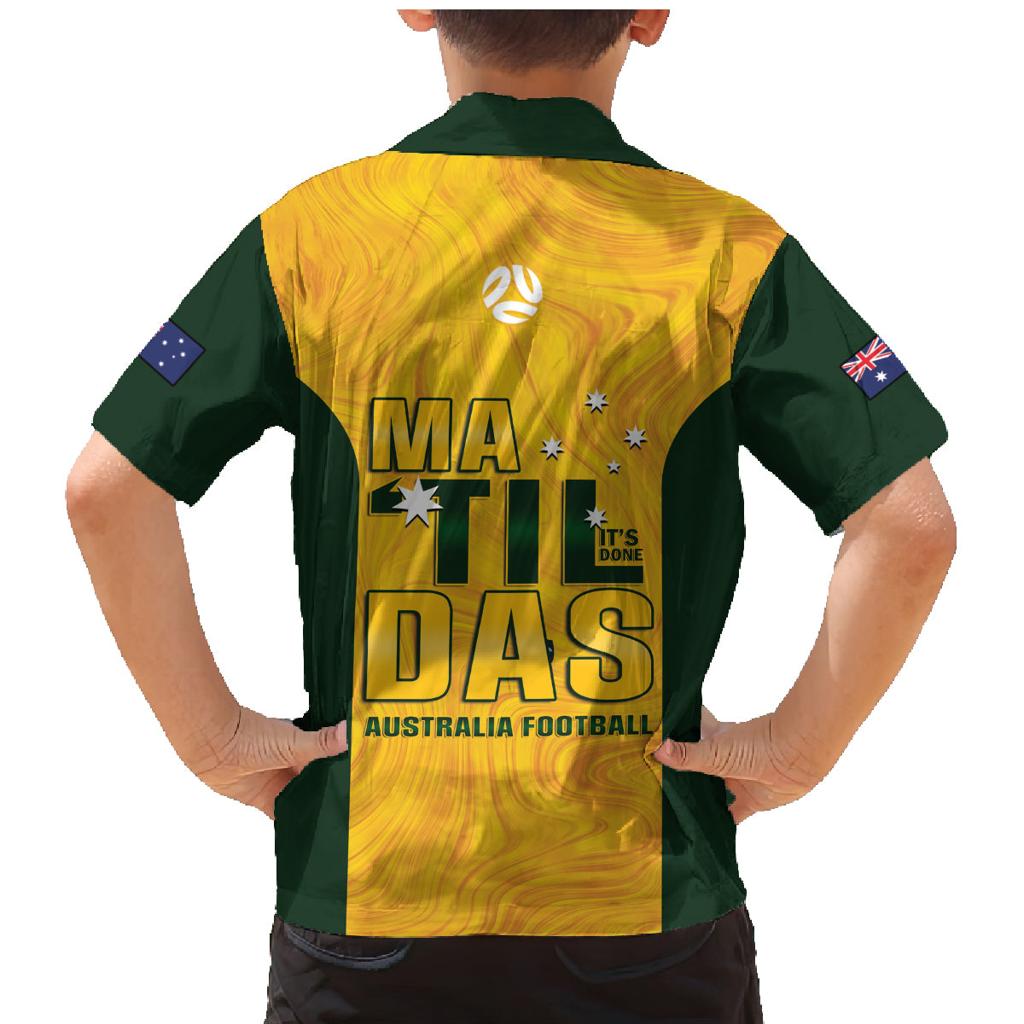 Australia Soccer Family Matching Mermaid Dress and Hawaiian Shirt Cooney Cross Matildas Gold Version