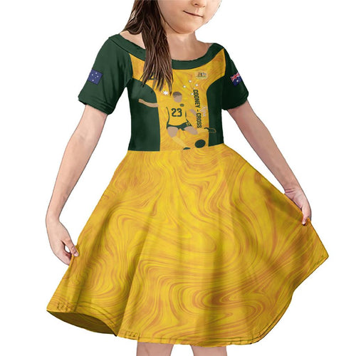 Australia Soccer Family Matching Mermaid Dress and Hawaiian Shirt Cooney Cross Matildas Gold Version