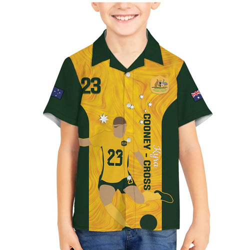 Australia Soccer Family Matching Mermaid Dress and Hawaiian Shirt Cooney Cross Matildas Gold Version