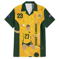 Australia Soccer Family Matching Off Shoulder Short Dress and Hawaiian Shirt Cooney Cross Matildas Gold Version